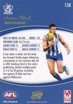 2014 Select AFL Honours Series 1 #138 Aaron Black Back